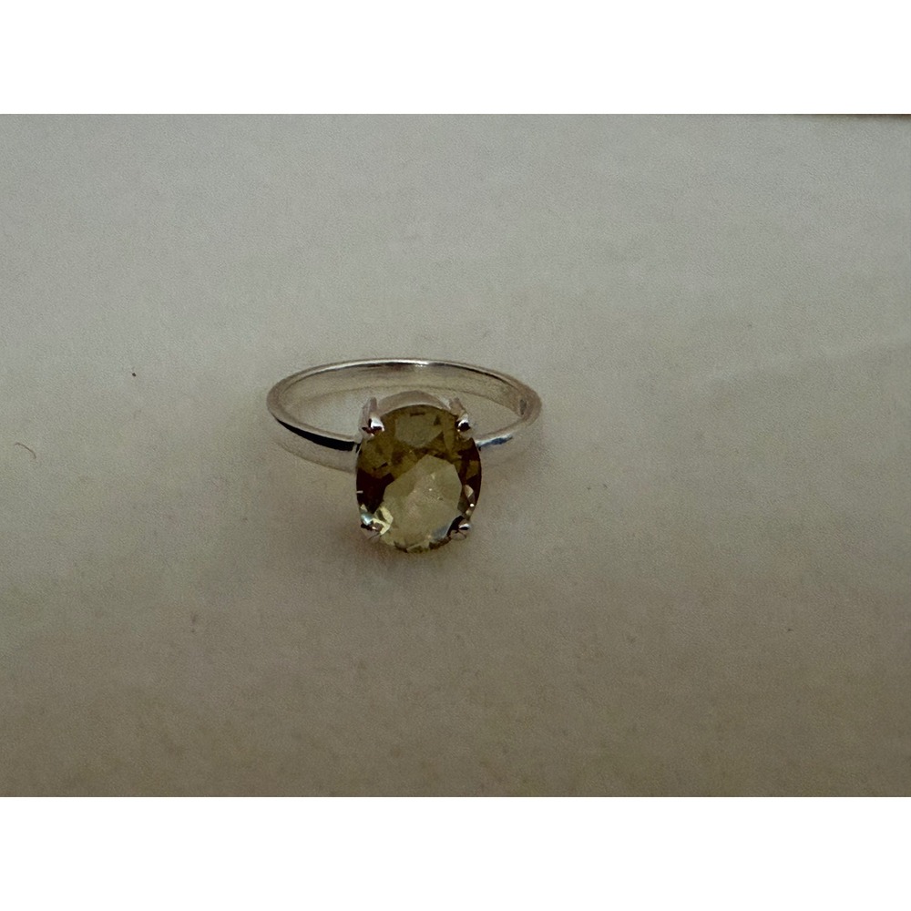 Sterling Silver 925 Oval Citrine Solitaire Ring Size 7.25